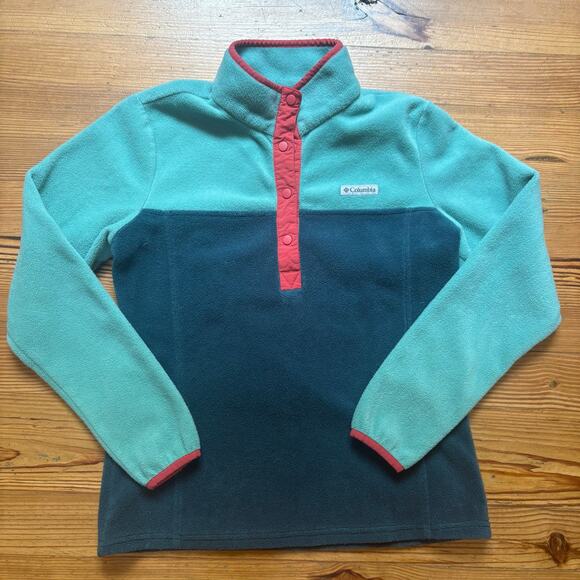 Columbia Sweaters - Columbia green two tone henley fleece womens pullover sweater SIZE M